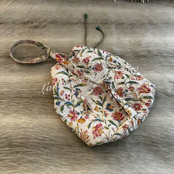 Vintage VERA BRADLEY Perennials 1998 Backpack Sling USA Cream Blue Pink Floral - Picture 16 of 17